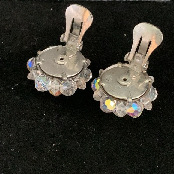 Laguna Clip-on Earrings Vintage Aurora Borealis AB Rhinestones - Picture 3 of 4